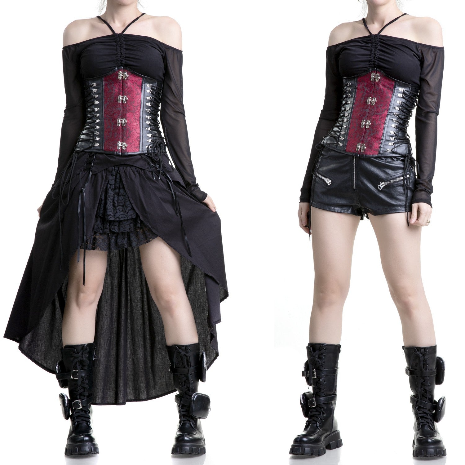 CORSET BAJO PECHO ROJO Y NEGRO