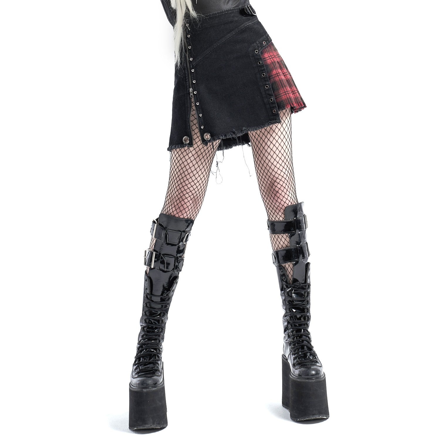FALDA CON CREMALLERA Y TARTAN