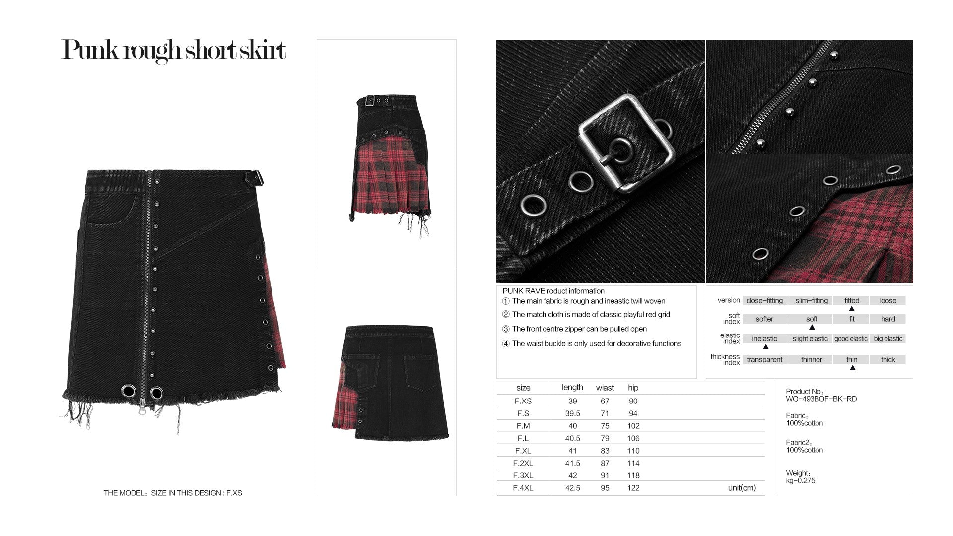FALDA CON CREMALLERA Y TARTAN