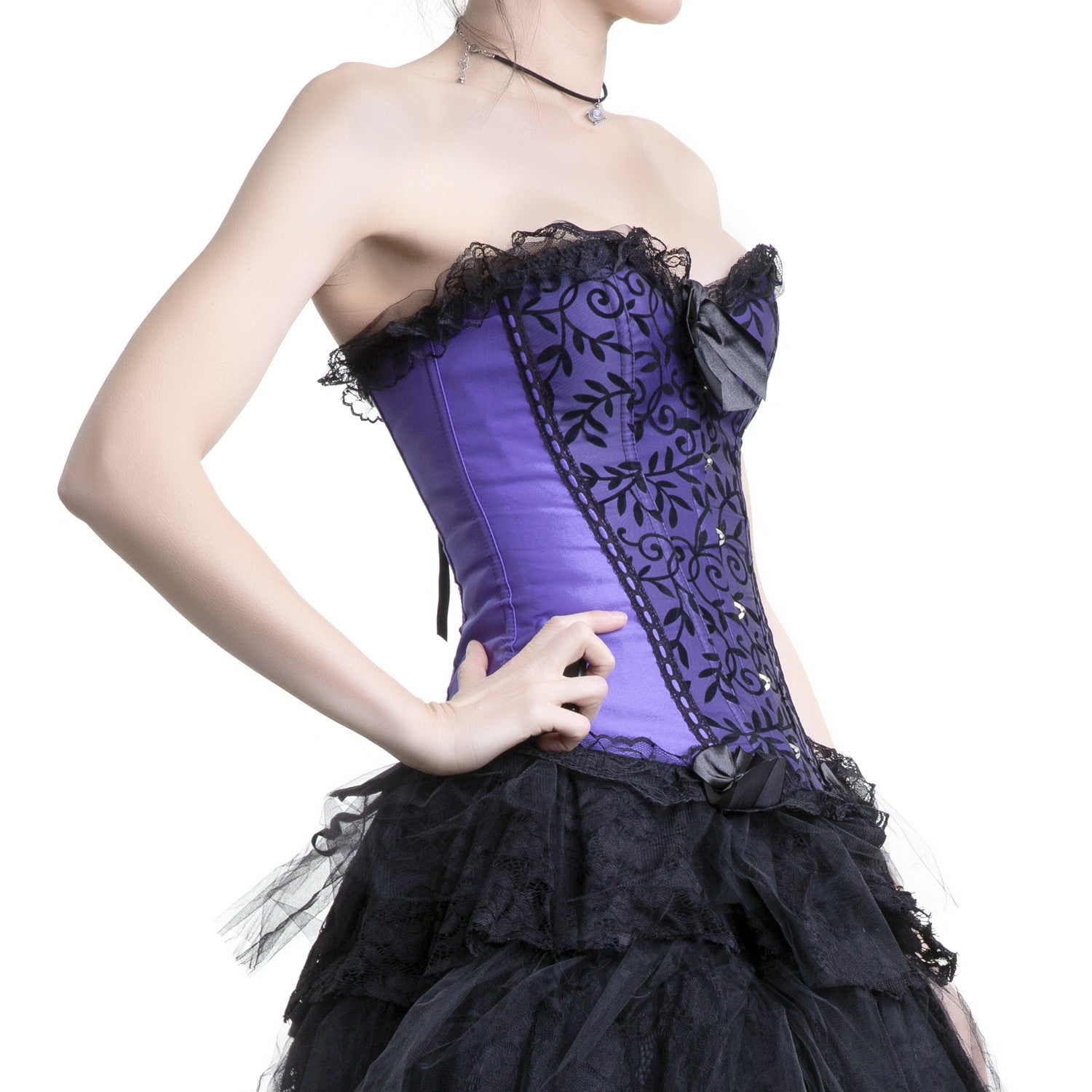 Corset Negro Y Lila estilo Tienda de Corsets