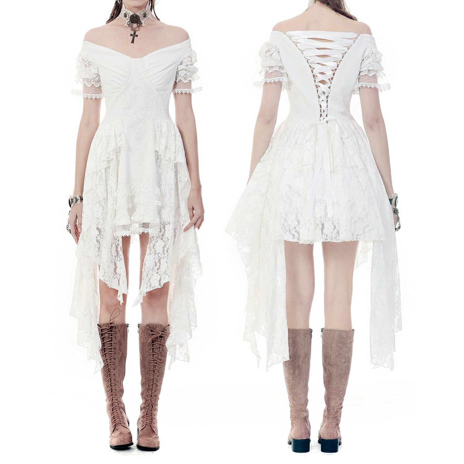 vestido stempunk blanco