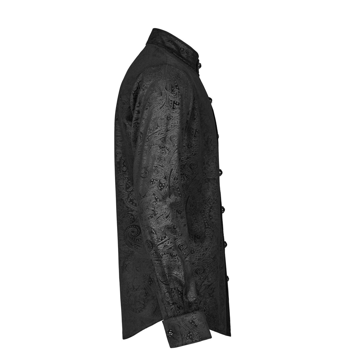 Lateral de la camisa gótica de hombre con cuello mao