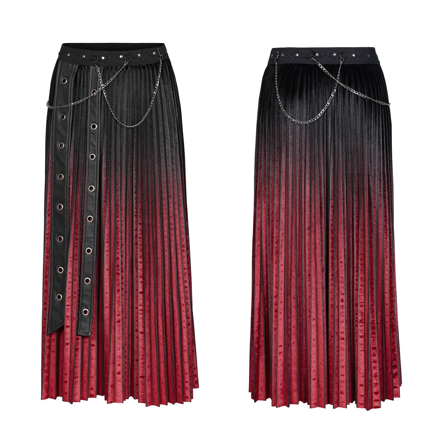 Falda Negra y Roja con Cadenas