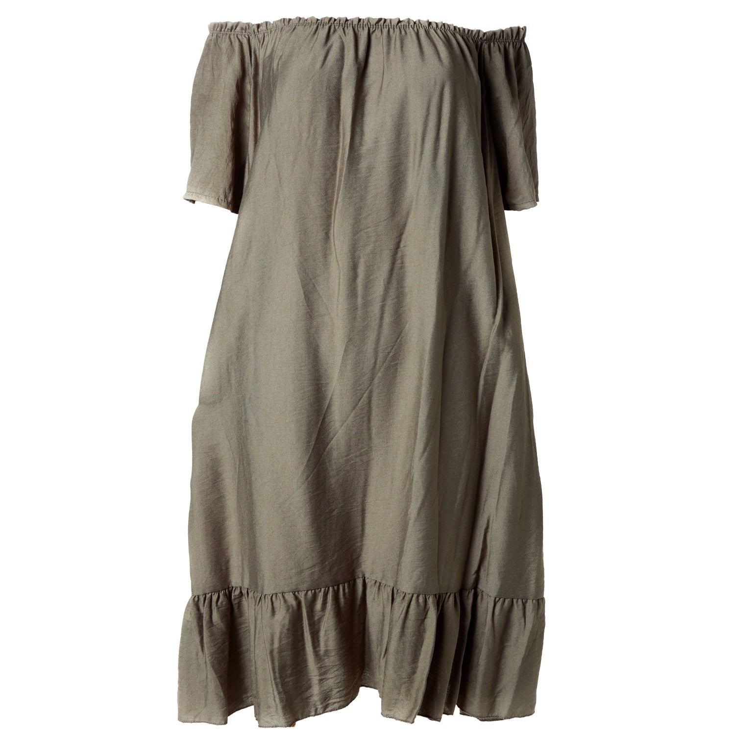 Vestido Midi Verde Khaki Volante