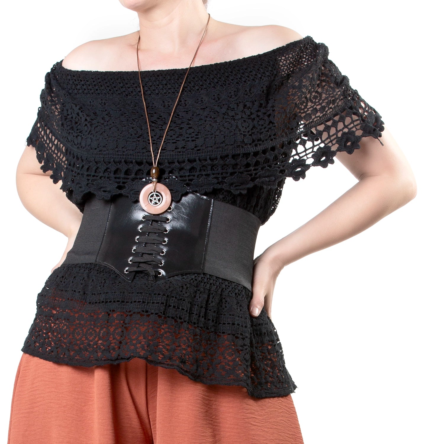 Blusa Crochet Bardot con Hombros Descubiertos