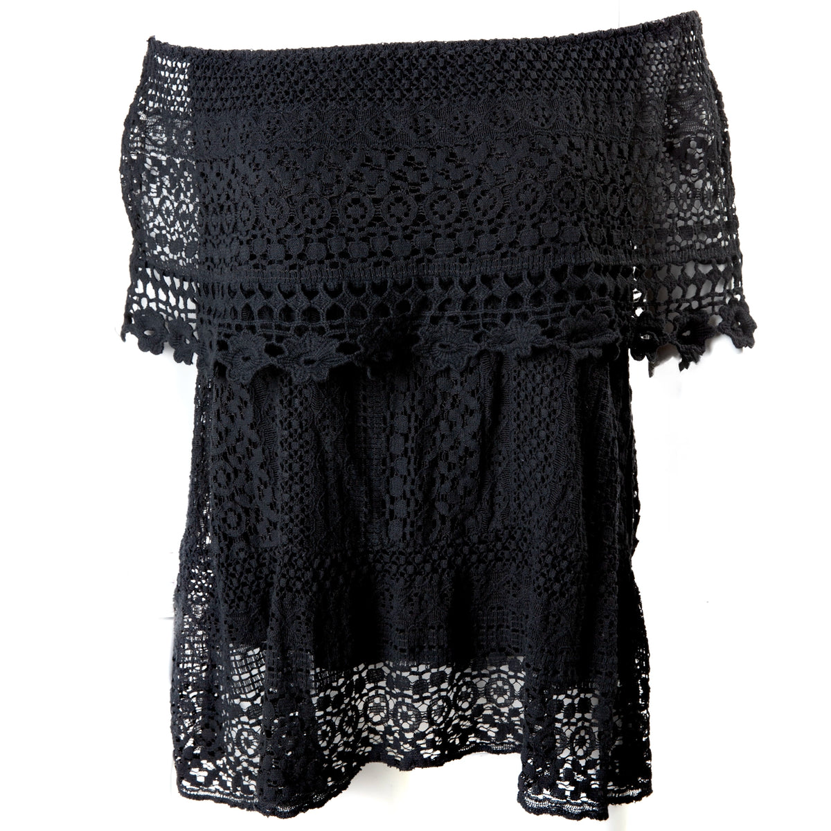 Blusa Crochet Bardot con Hombros Descubiertos