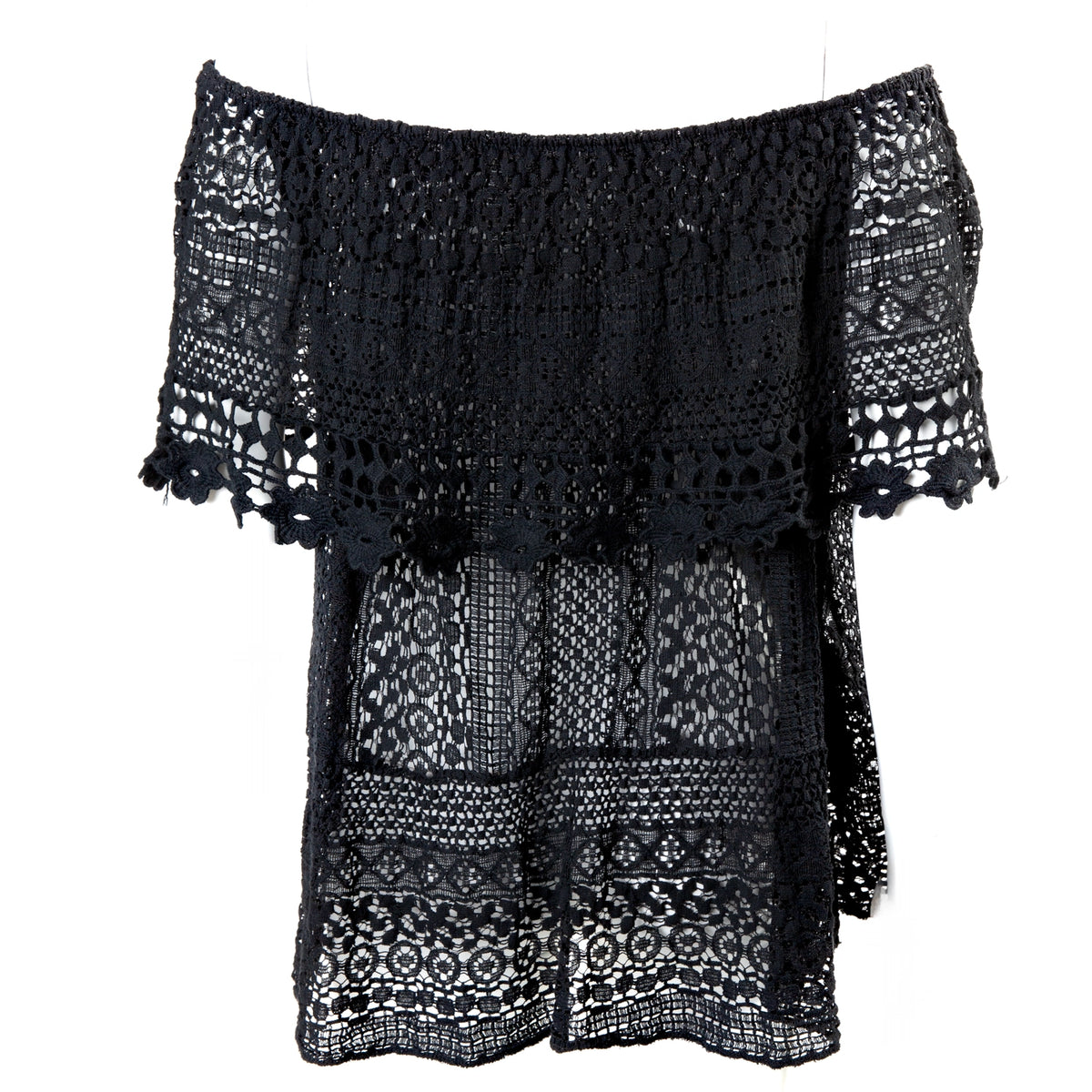 Blusa Crochet Bardot con Hombros Descubiertos