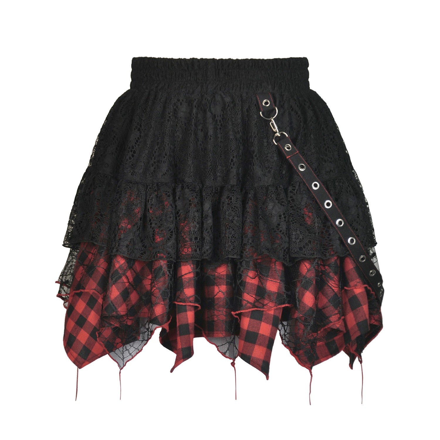 Falda con Tartán Rojo y Negro