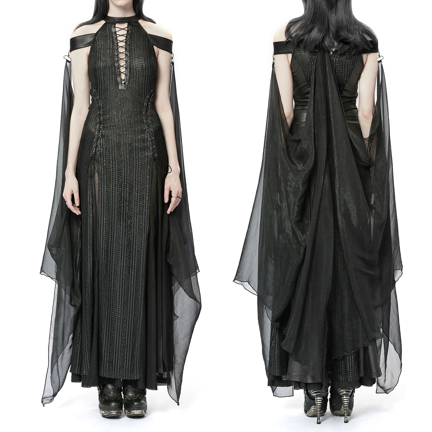 Vestido con Capa de Tul