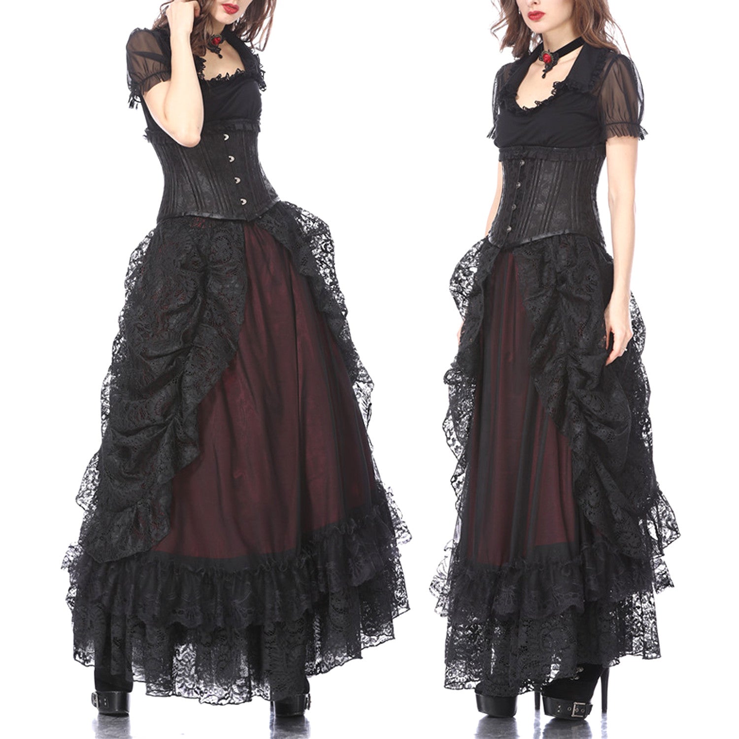 Red Skirt with Lace