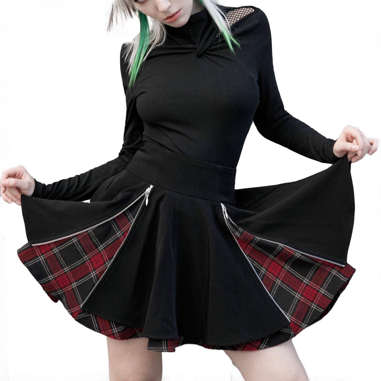 Tartan Skirt with Zippers