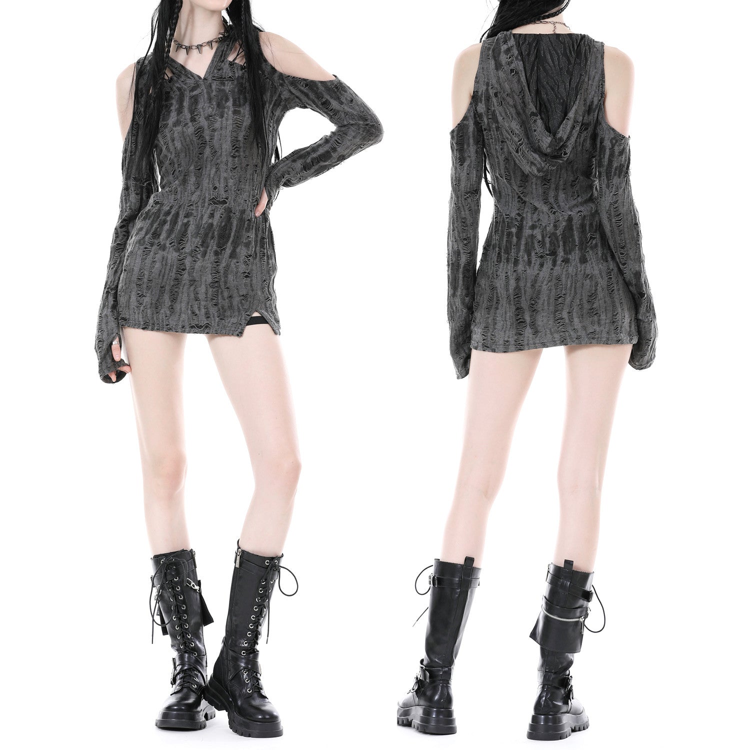 Vestido Corto con Capucha