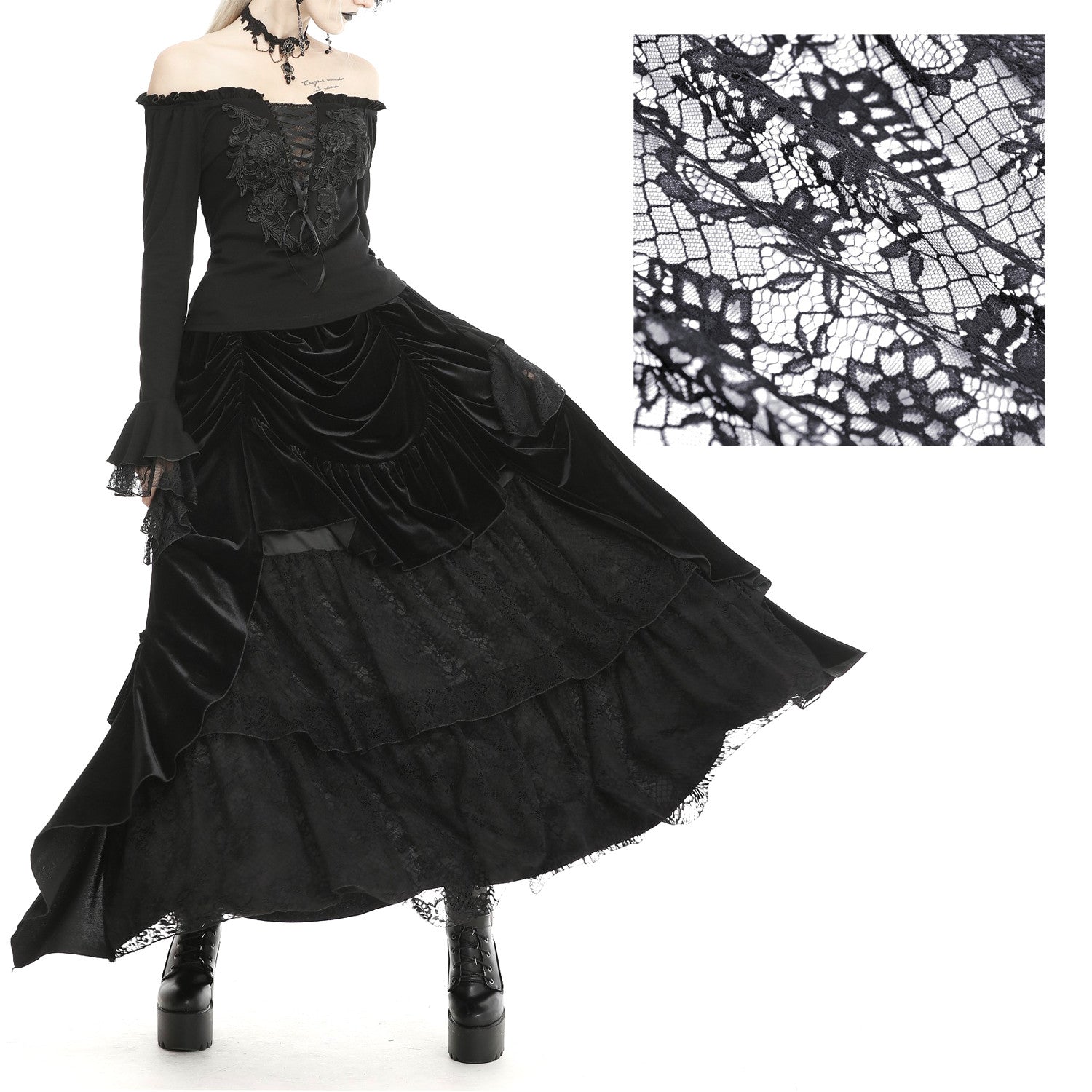 Black Velvet Skirt