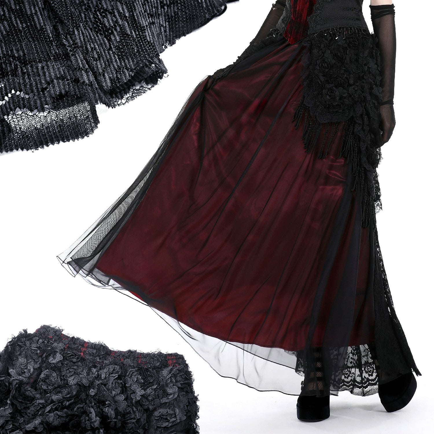 Red Skirt with Lace