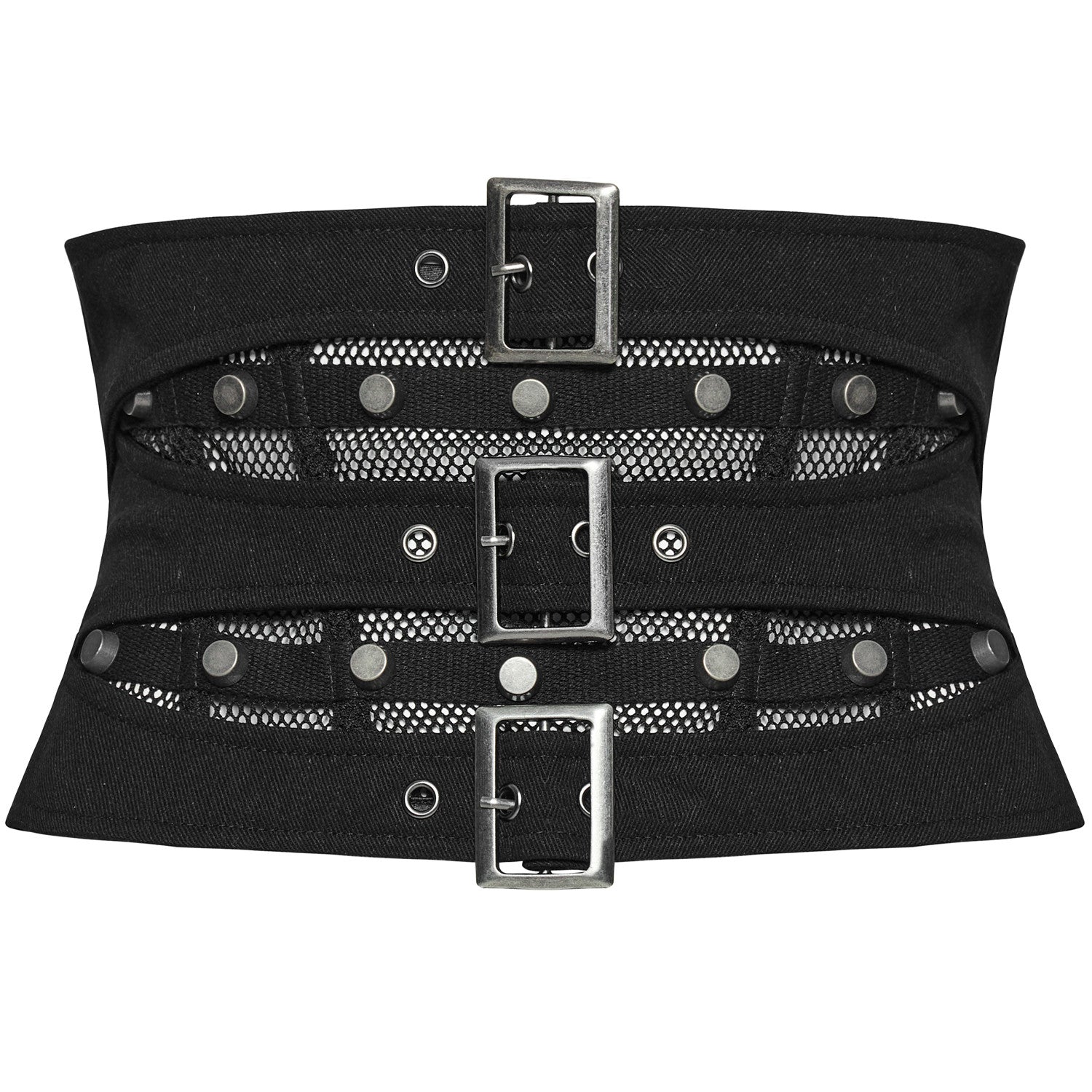 Underbust corset with mesh and buckles