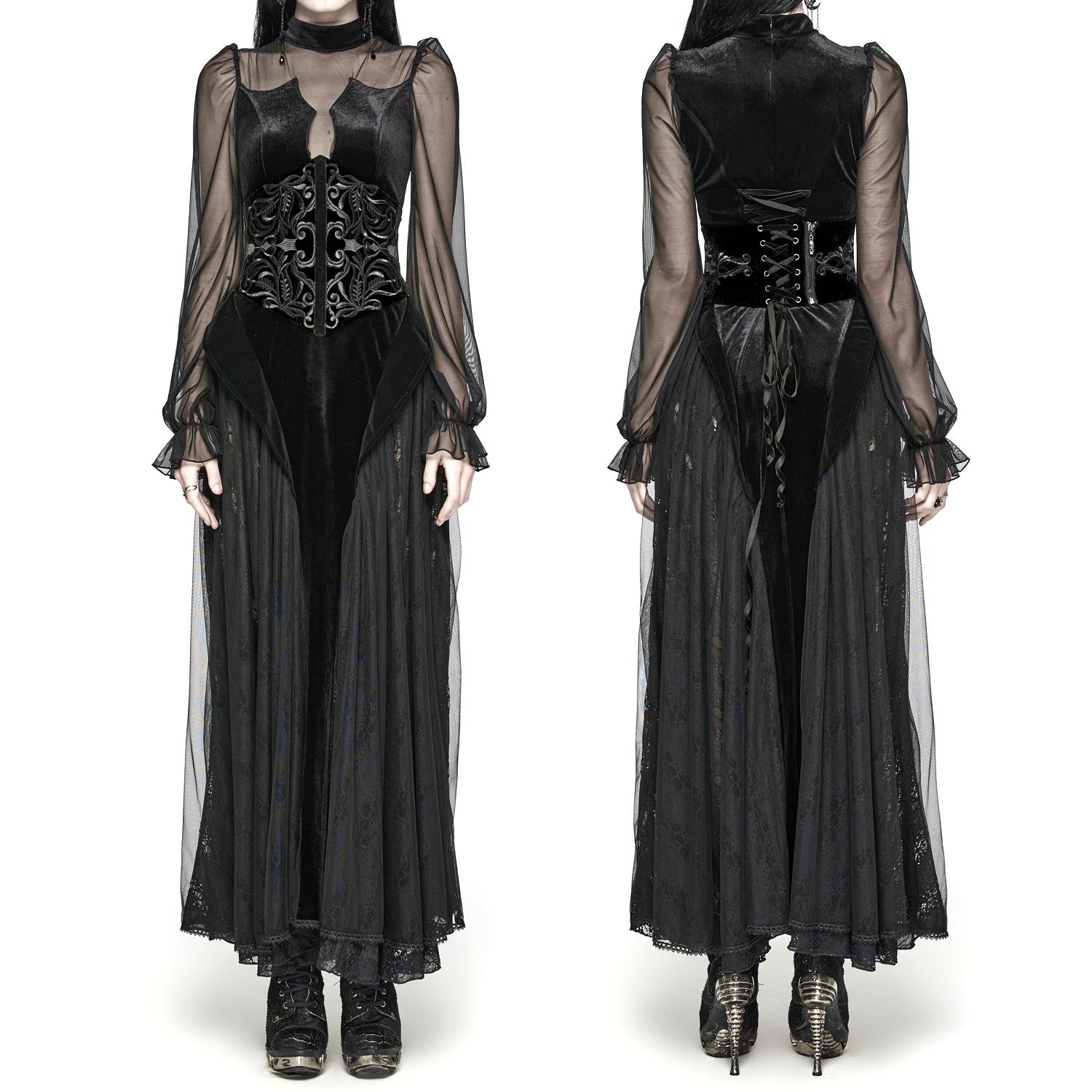 Black Underbust Corset with Filigree