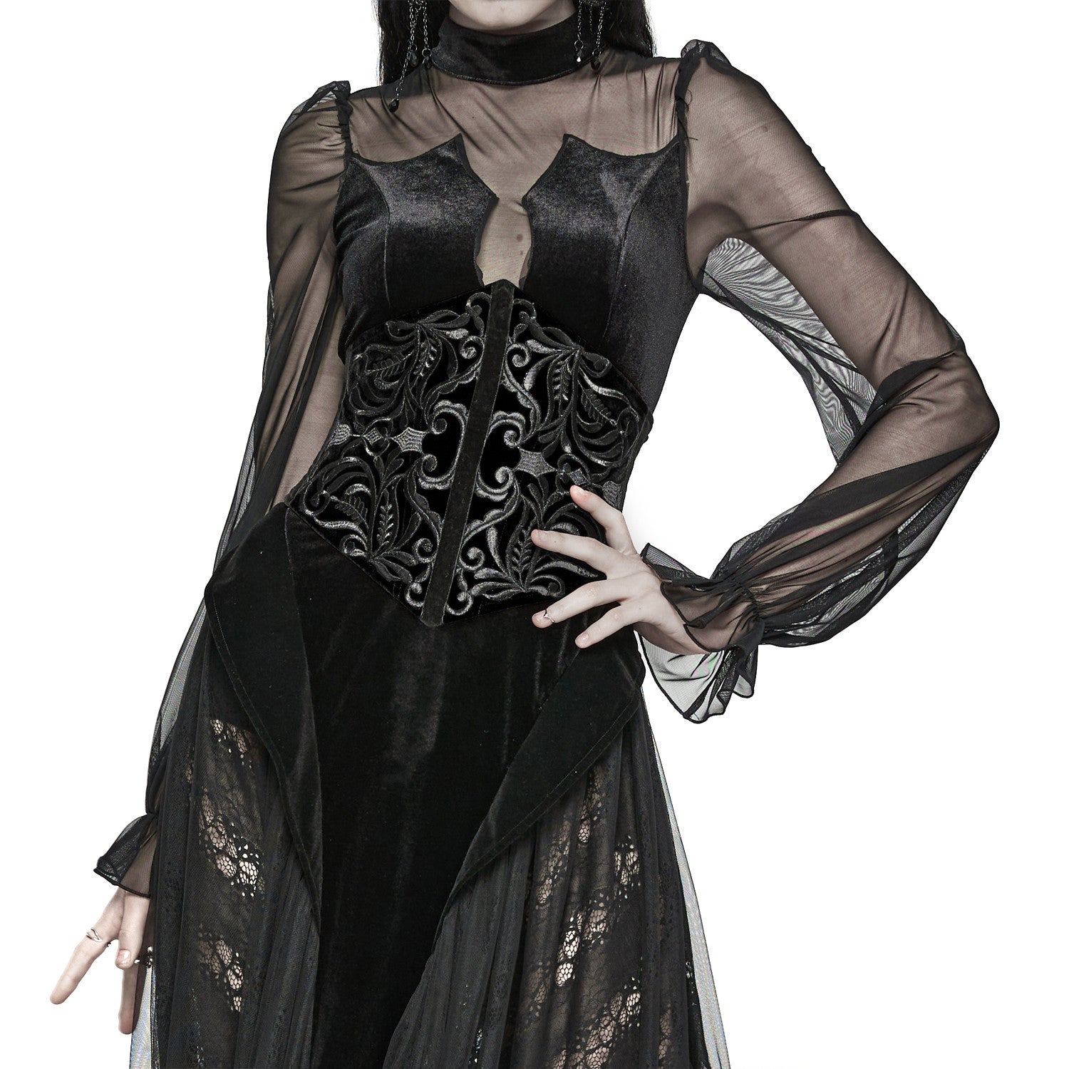 Black Underbust Corset with Filigree