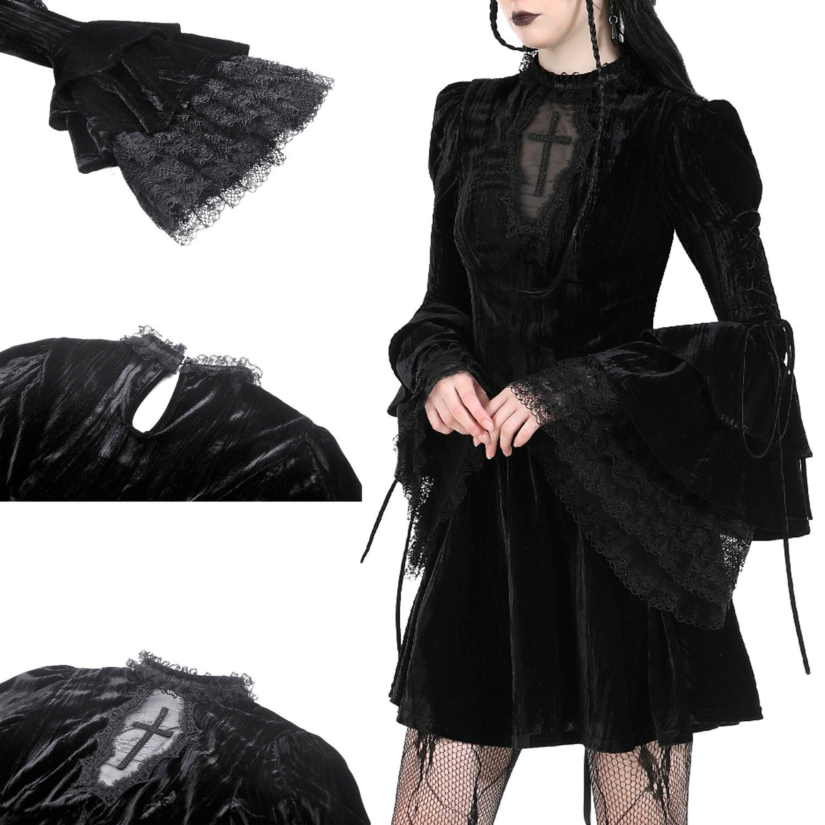 Robe en velours avec croix