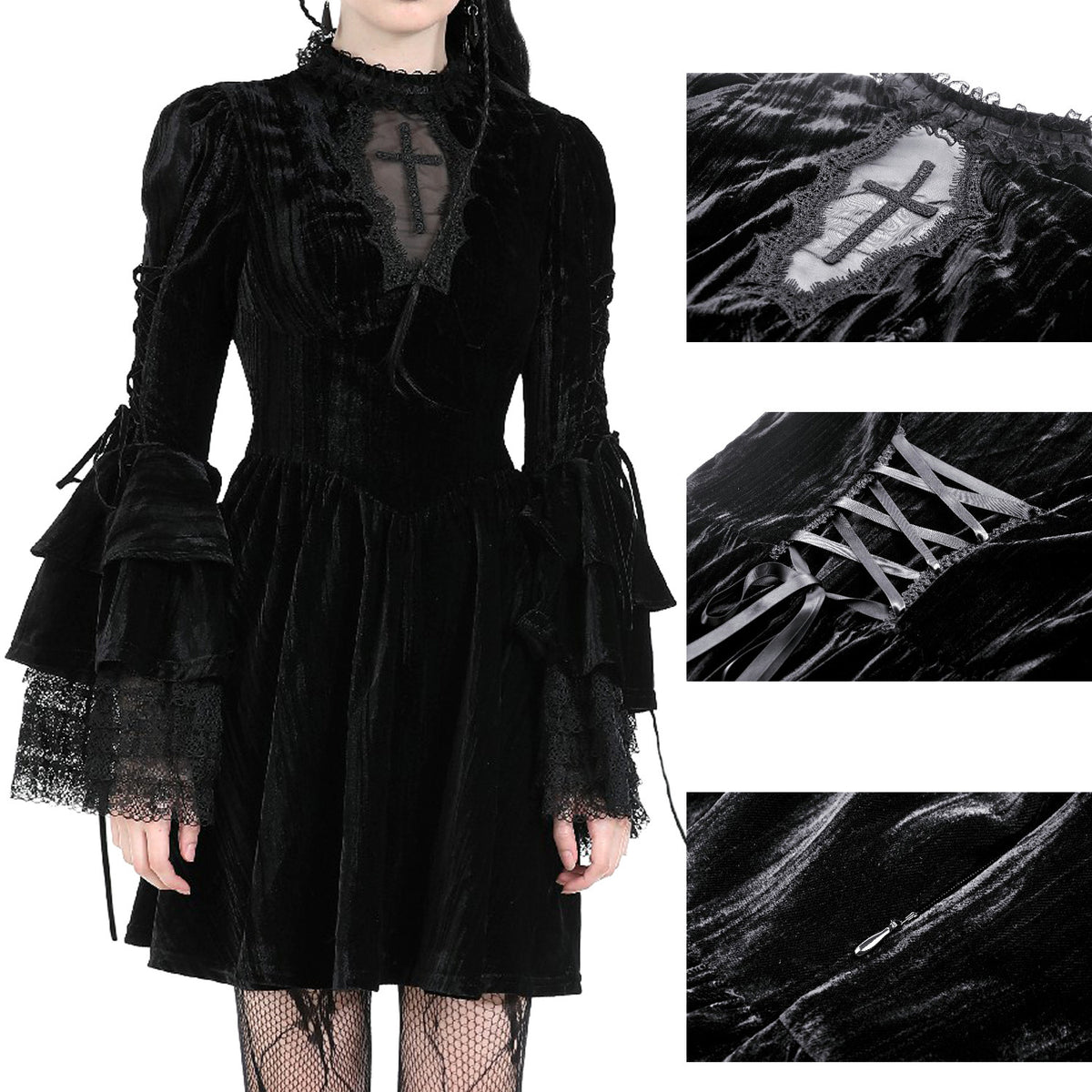 Robe en velours avec croix