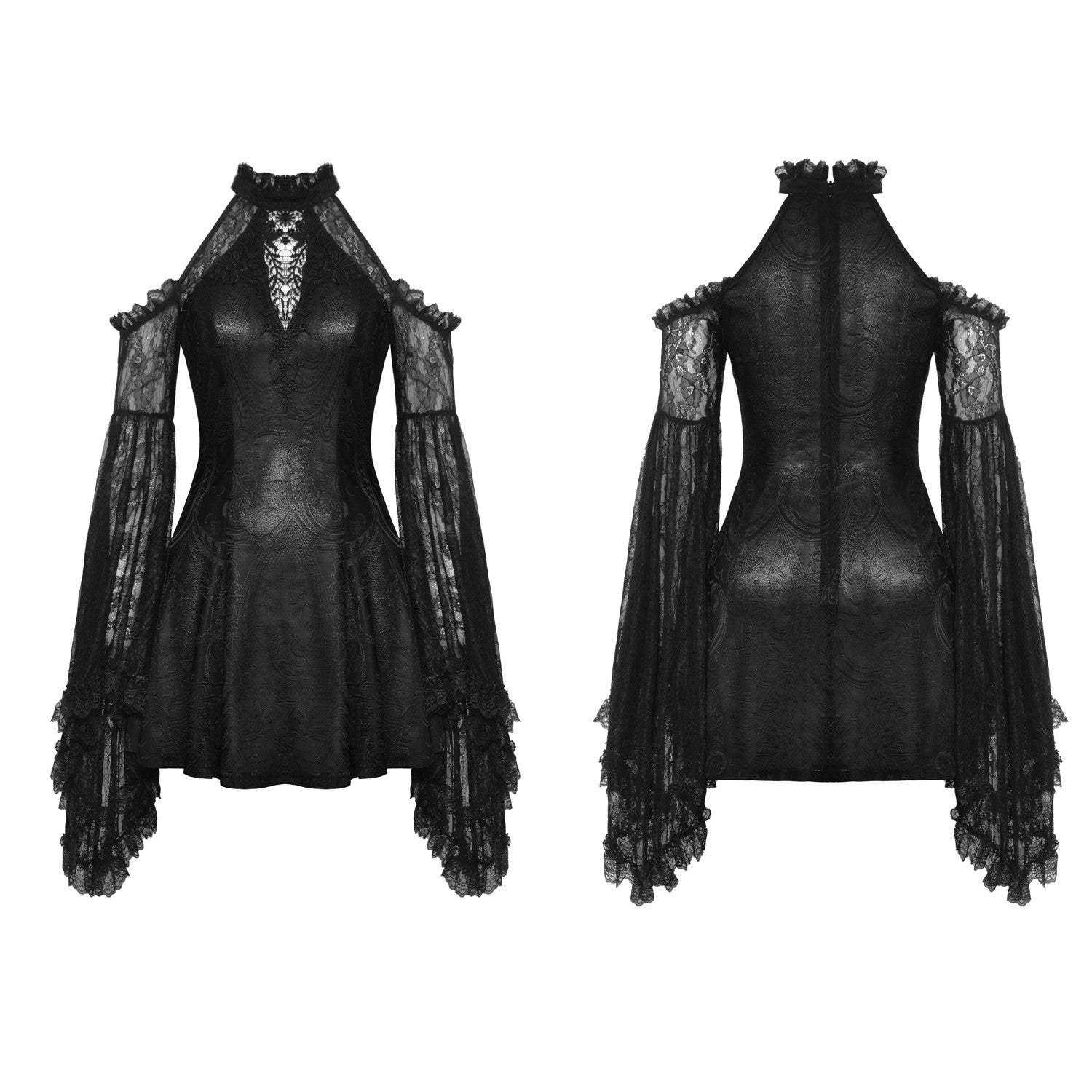 Vestido con Mangas de Encaje