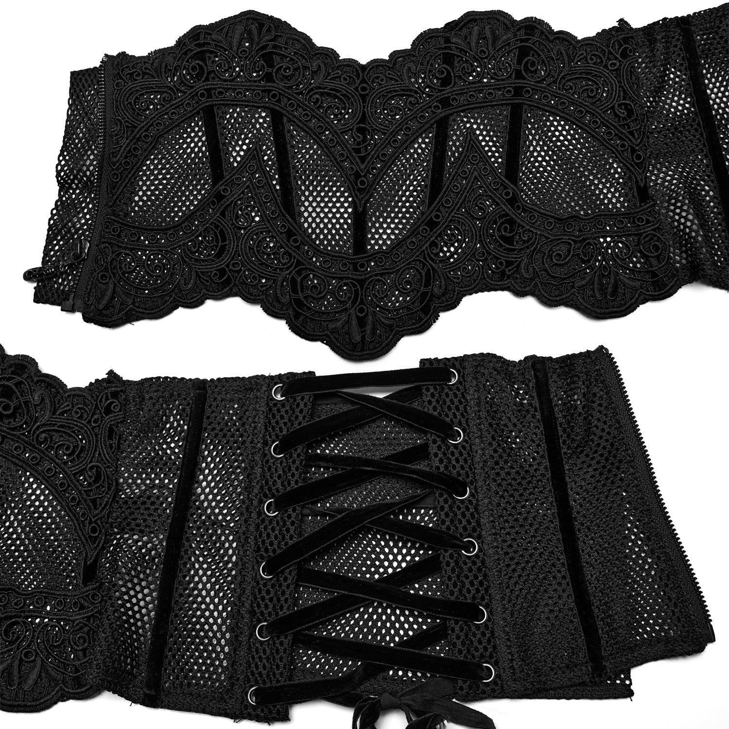 Elegant Fishnet Underbust Corset