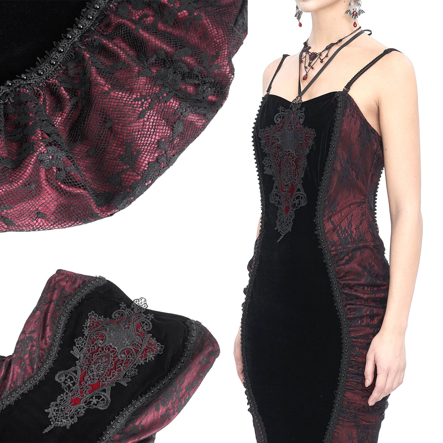 Elegant Red and Black Dress
