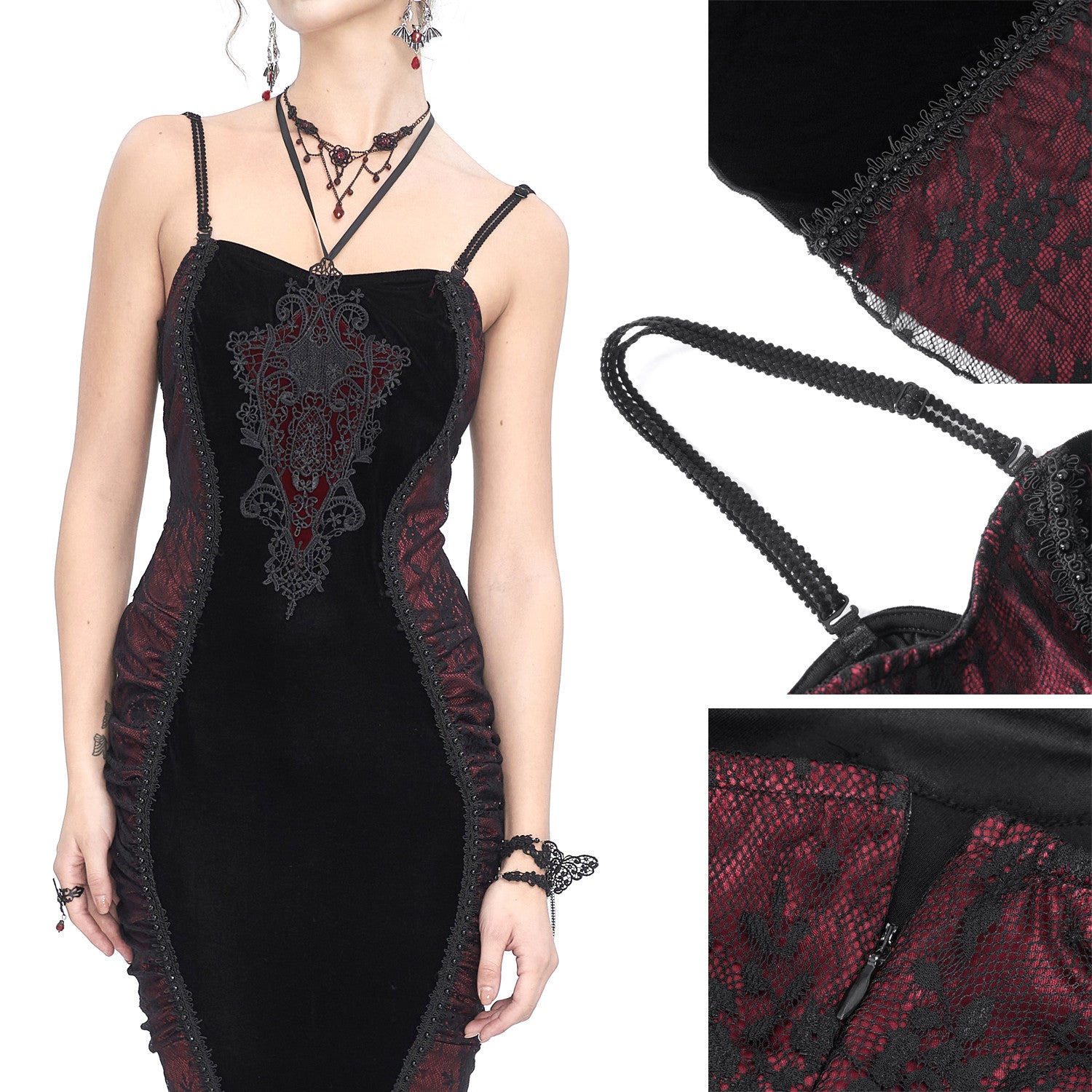 Elegant Red and Black Dress