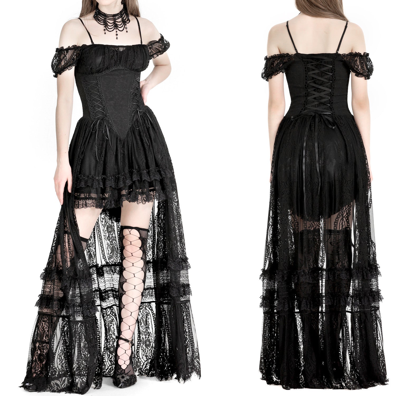 Vestido de Encaje Asimétrico