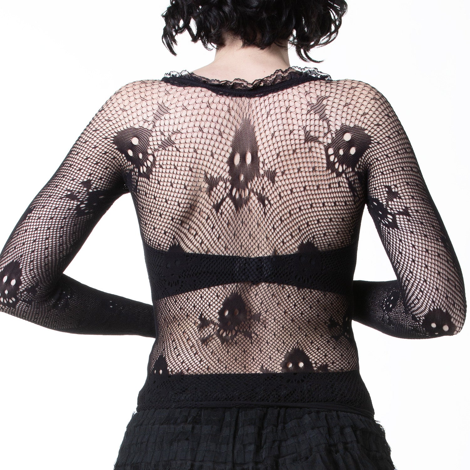 Camiseta de Rejilla con Calaveras