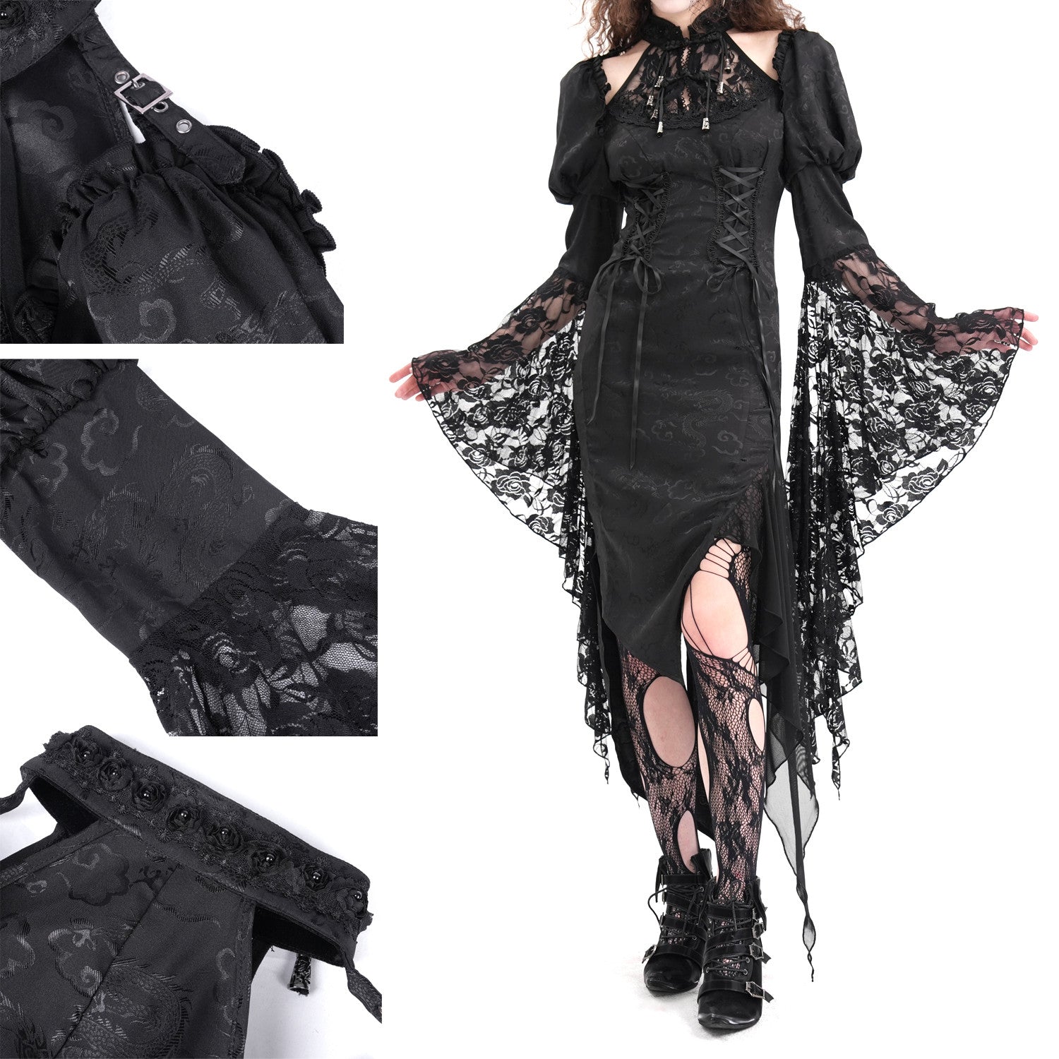 Vestido Asimétrico con Encaje