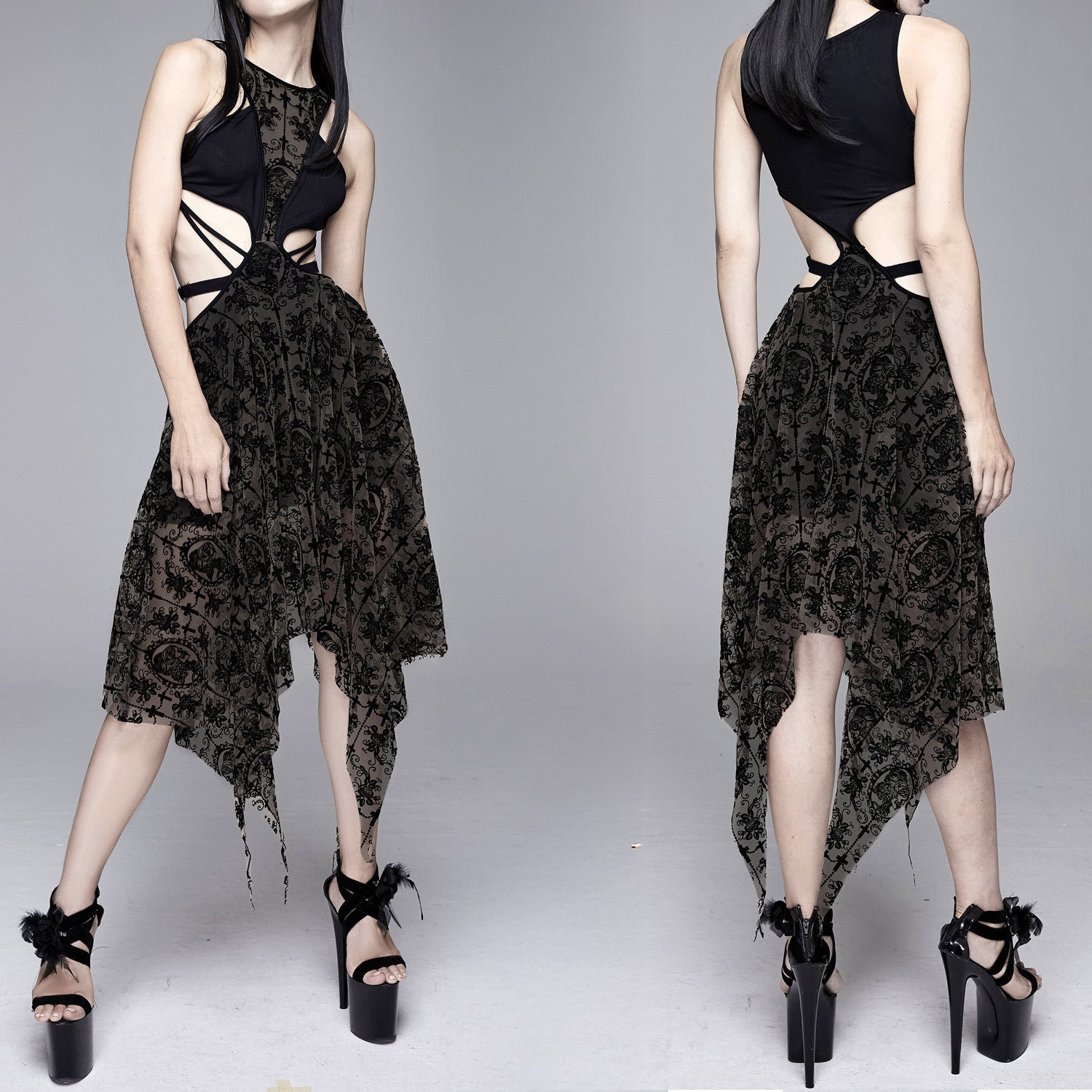 Vestido Asimétrico "Shadow Bloom"