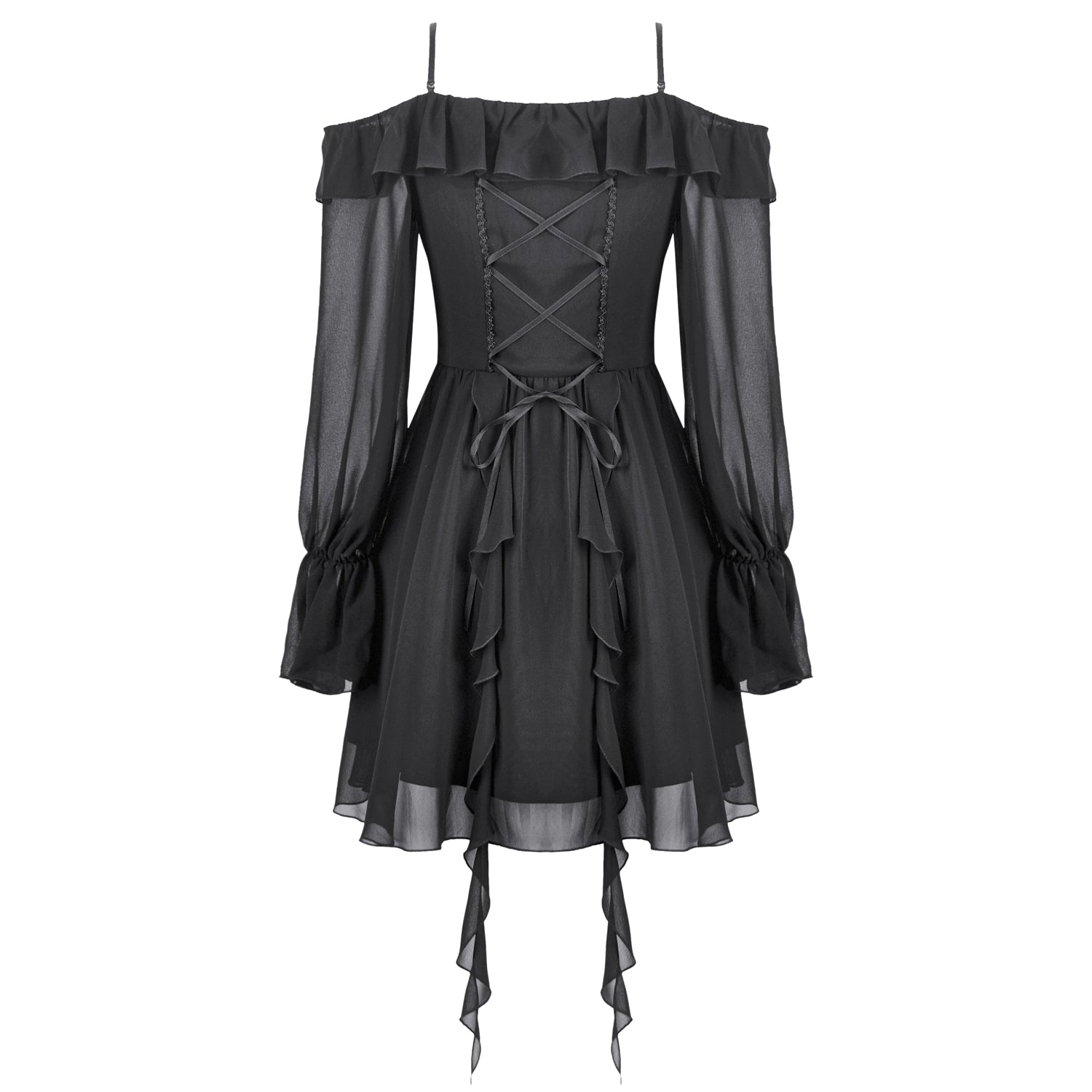 Vestido Corto con Luna Creciente y Mangas Gasa