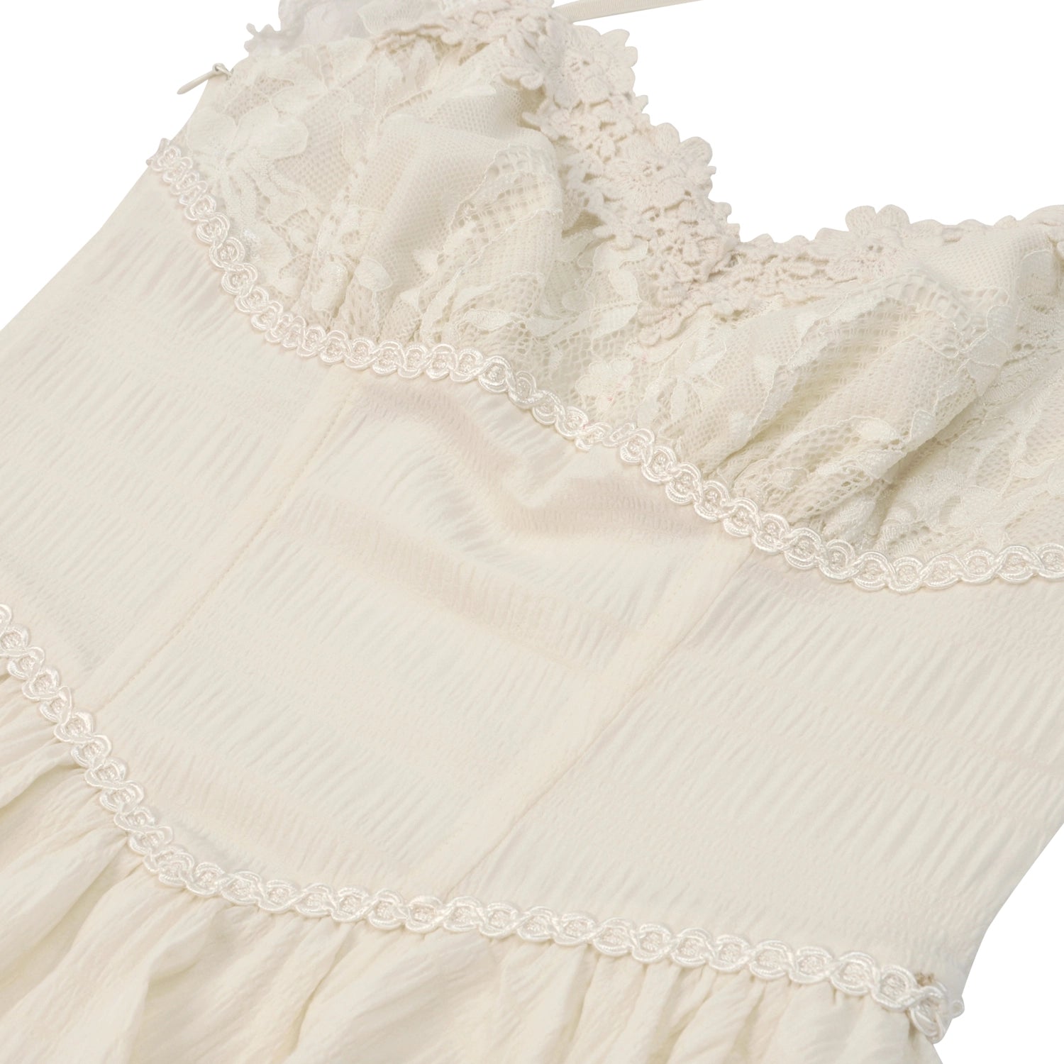 Vestido Marfil Asimétrico Fairycore de Encaje y Corsé