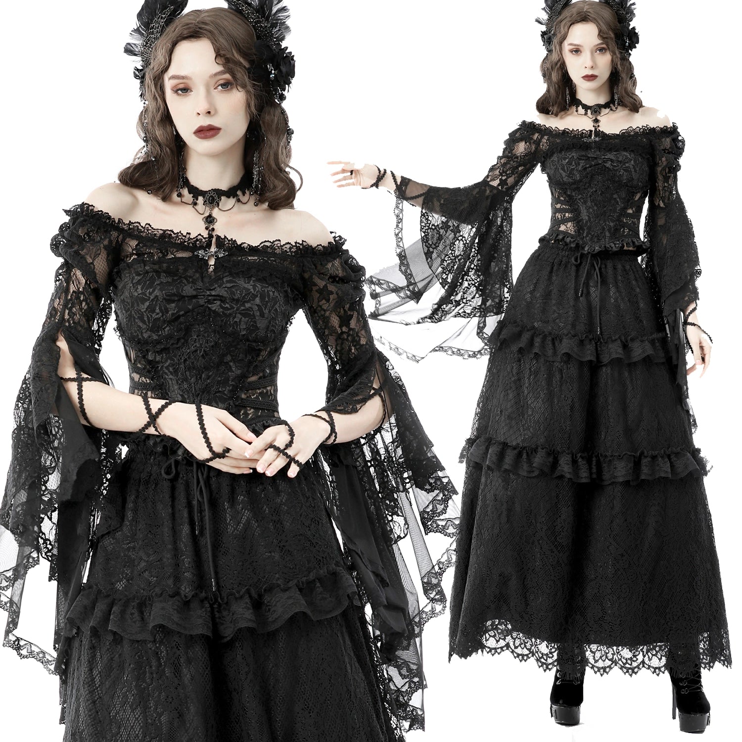 Bolero de Encaje Floral con Mangas Acampanadas