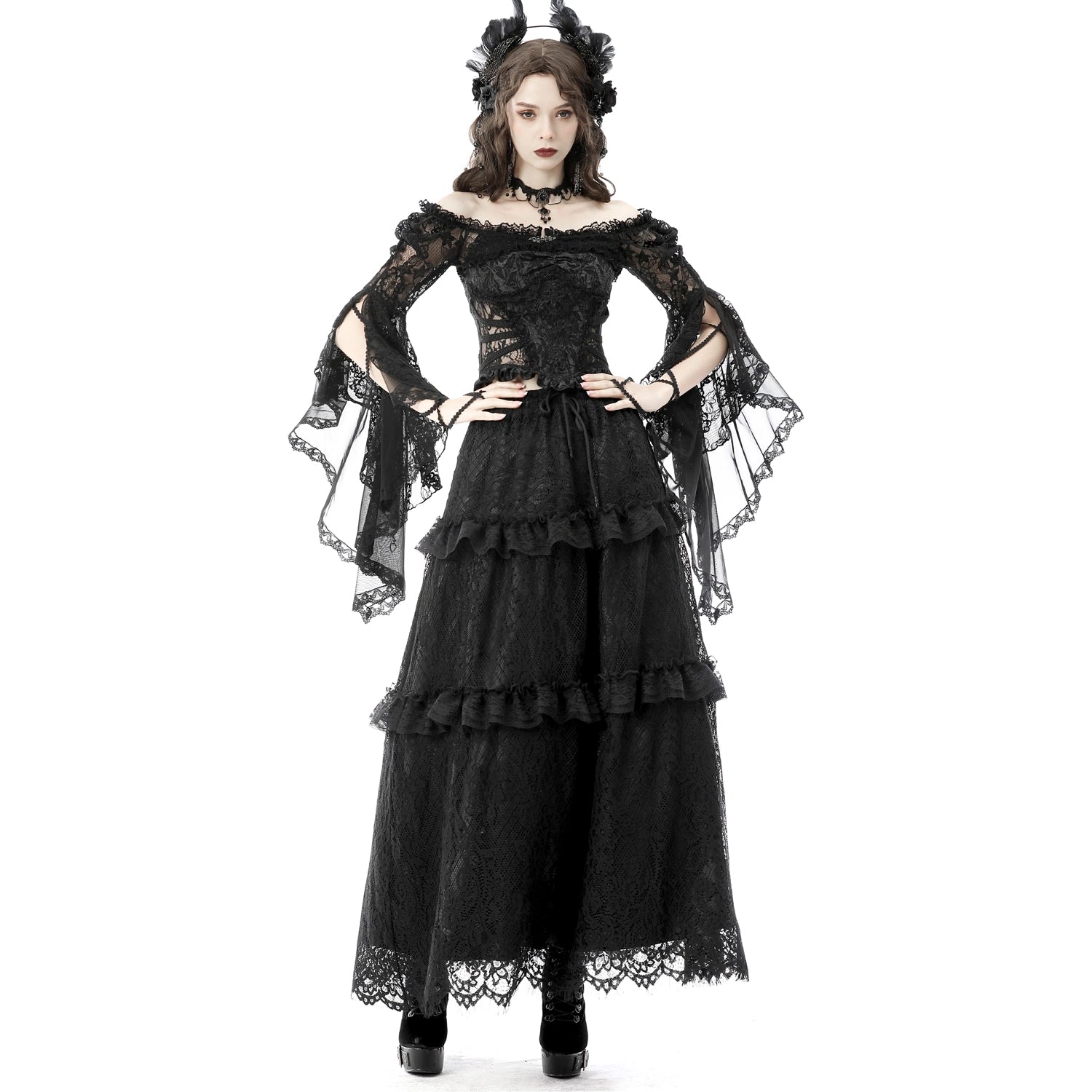 Bolero de Encaje Floral con Mangas Acampanadas