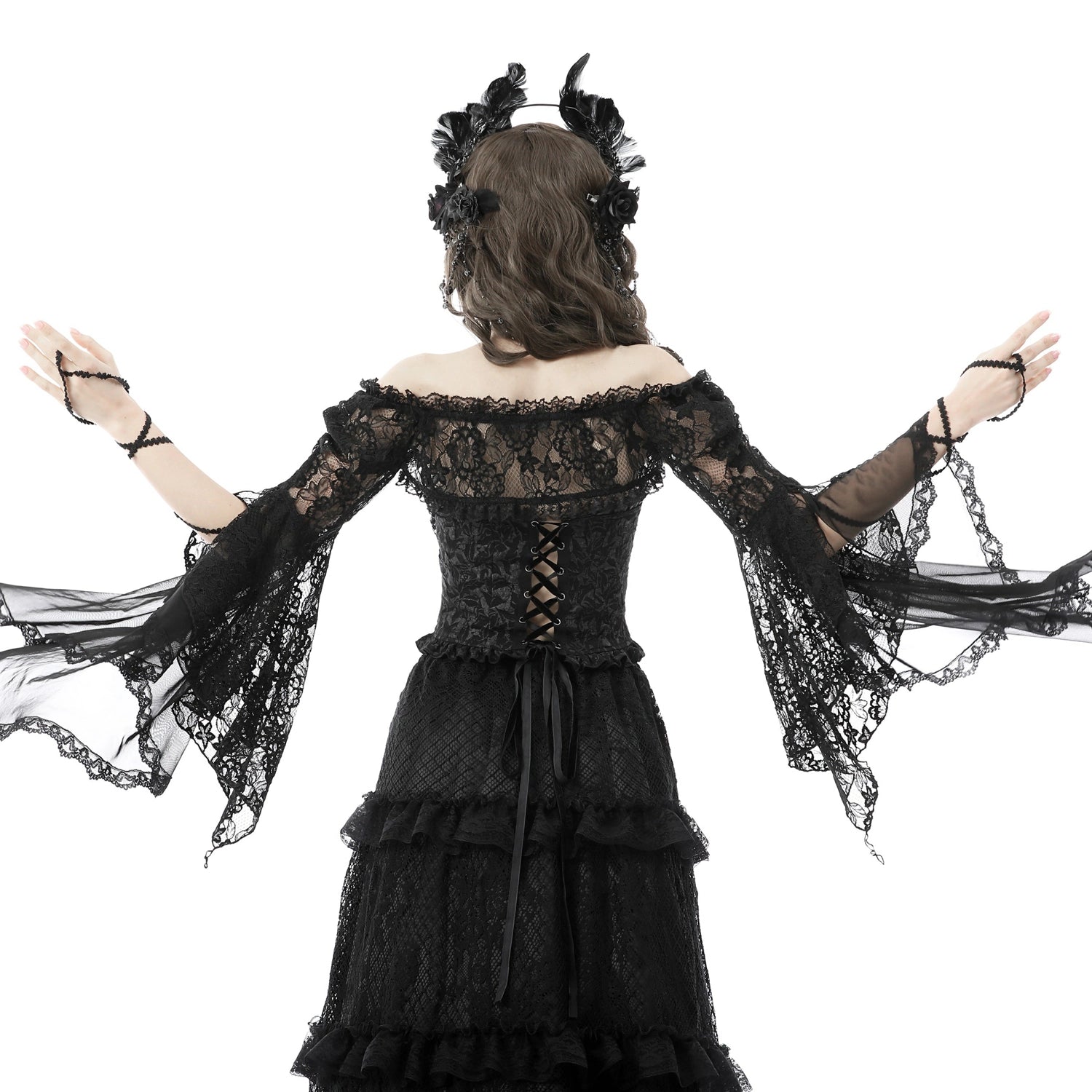 Bolero de Encaje Floral con Mangas Acampanadas