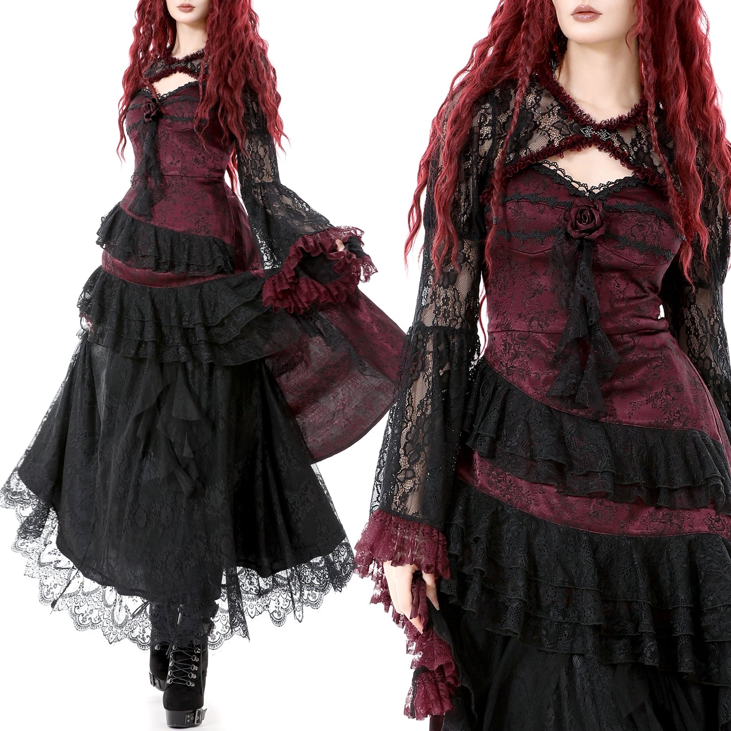 Bolero Renda Preto Manga Comprida Sino | Gótico Dark