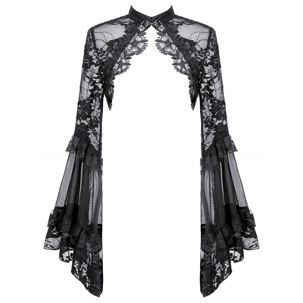 Boléro en Dentelle Noire Victorien-Gothique à Manches Évasées