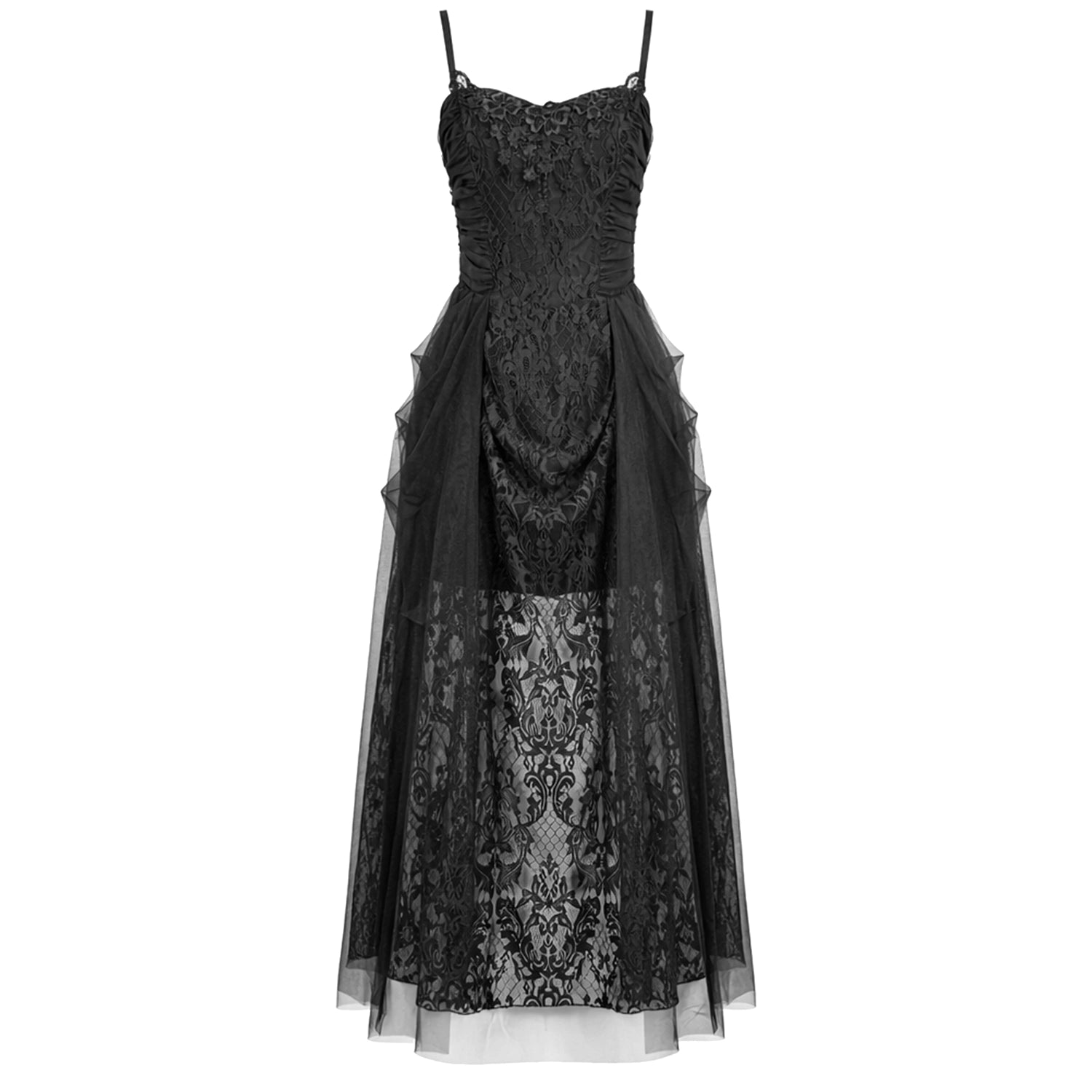 Vestido Gótico Largo de Encaje Barroco y Tul