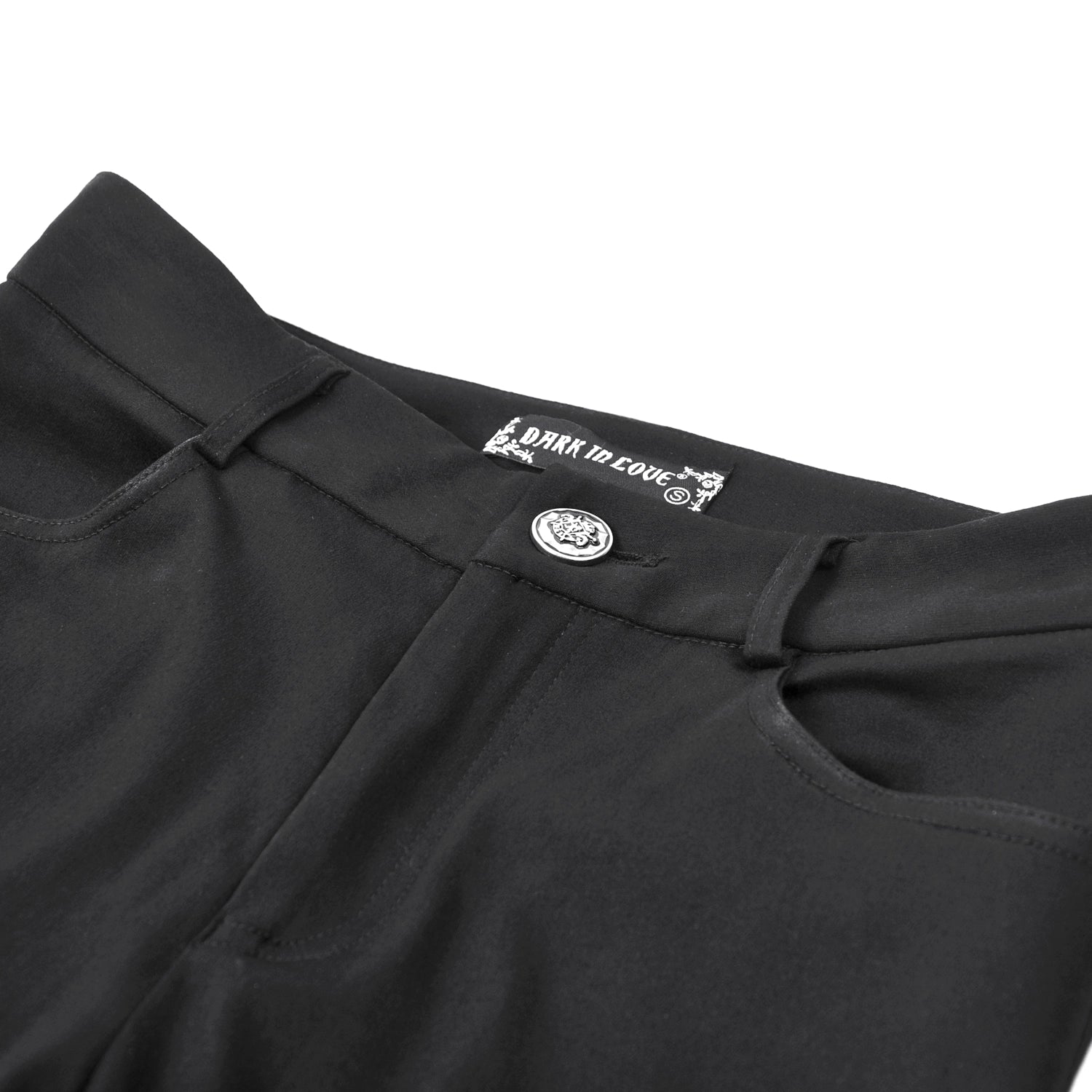 Pantalones Góticos Pitillo con Hebillas y Acordonado