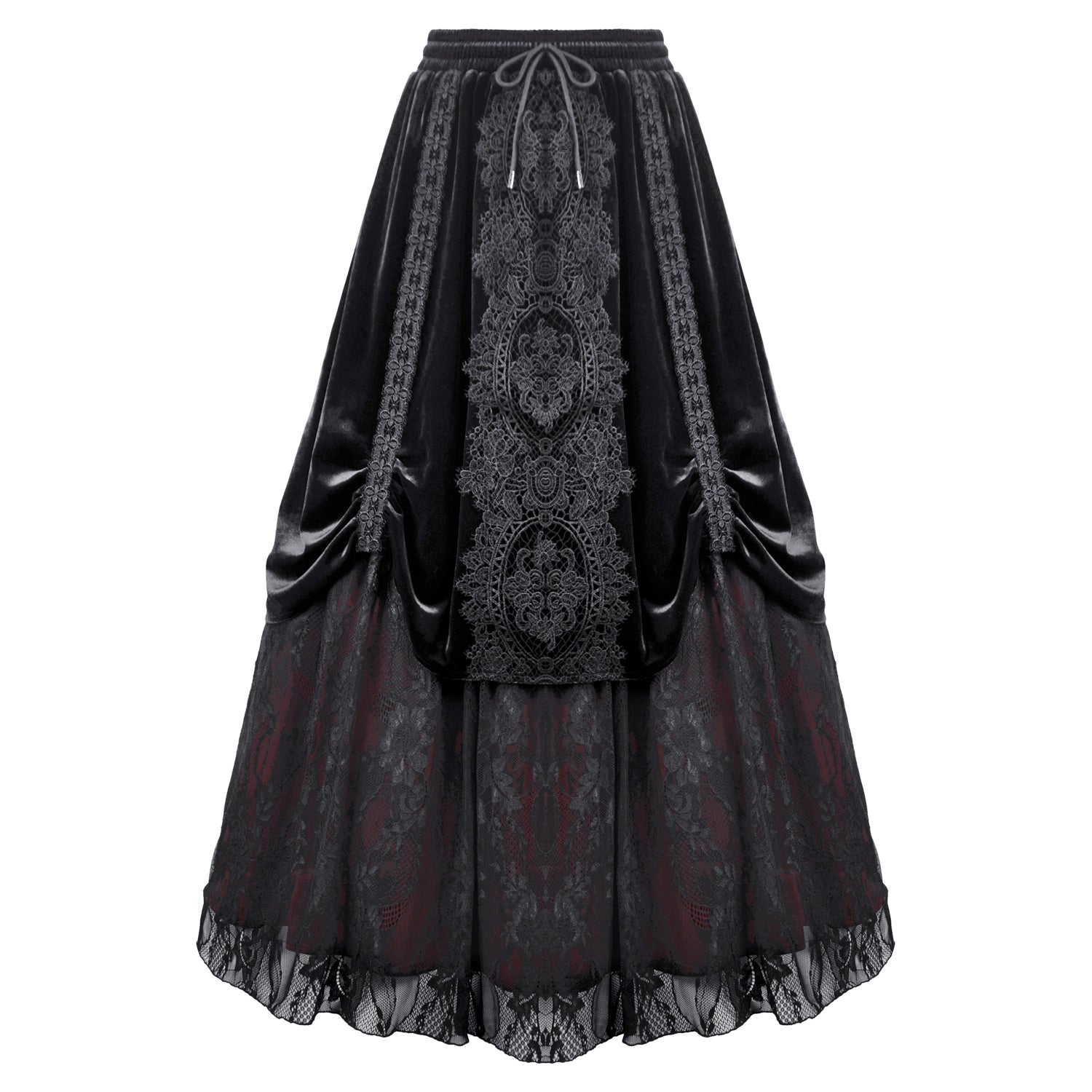 Falda Larga Victoriana de Terciopelo y Encaje