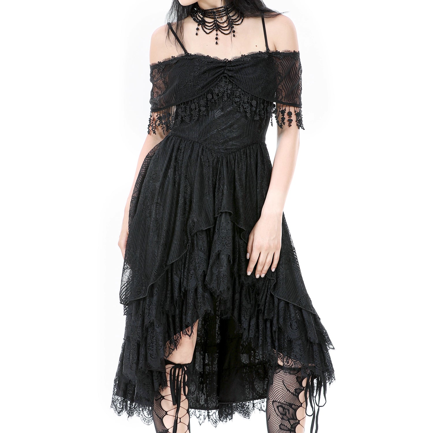 Vestido Gótico Renda | Ombros Caídos