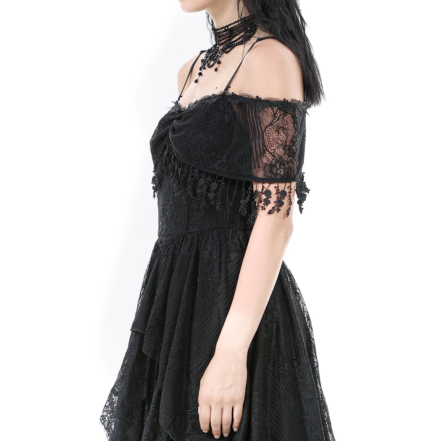 Vestido Gótico Renda | Ombros Caídos