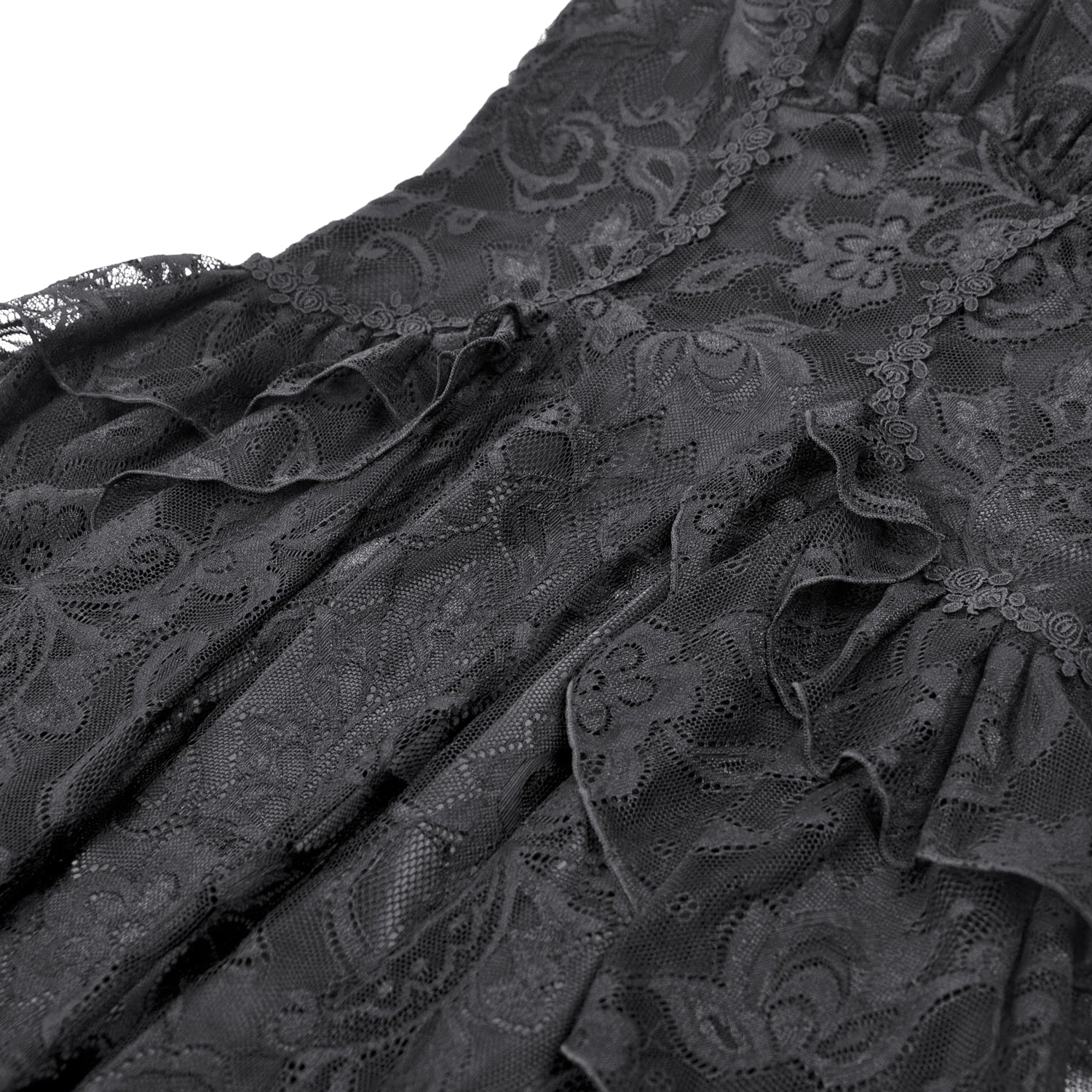 Vestido Gótico Asimétrico de Encaje con Espalda Corsé