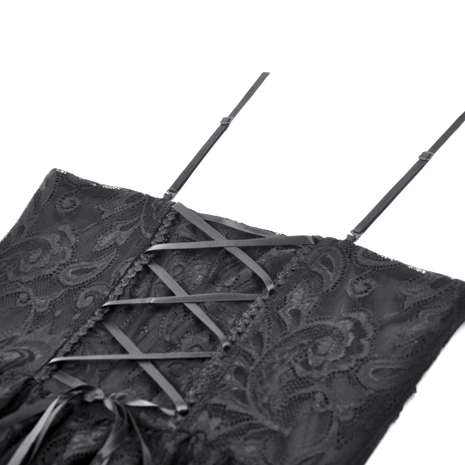 Vestido Gótico Asimétrico de Encaje con Espalda Corsé