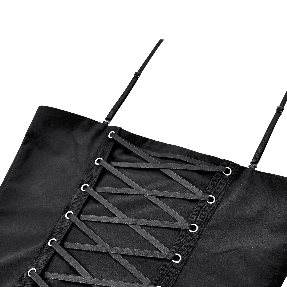 Vestido negro mini punk, caída de la falda