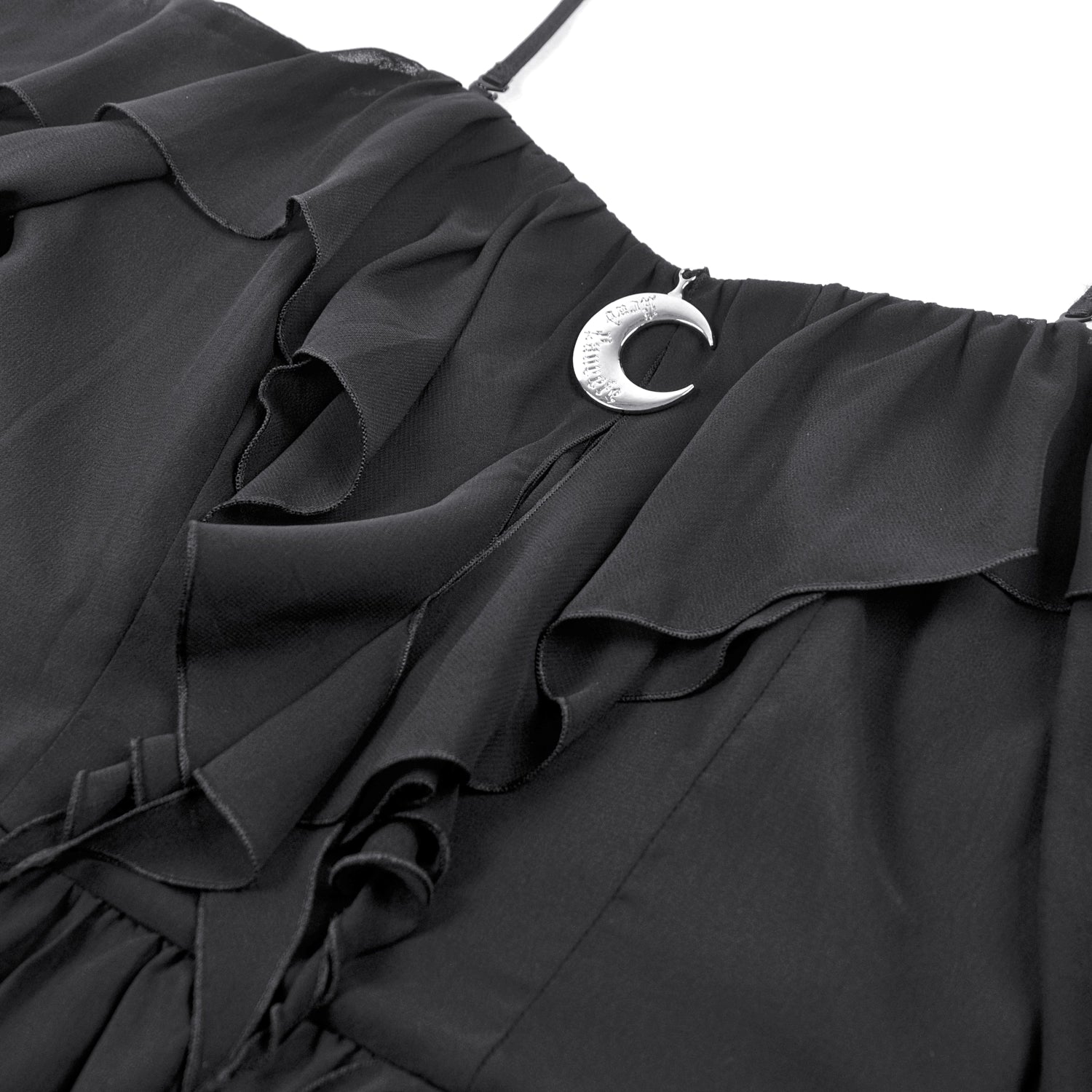 Vestido Corto con Luna Creciente y Mangas Gasa
