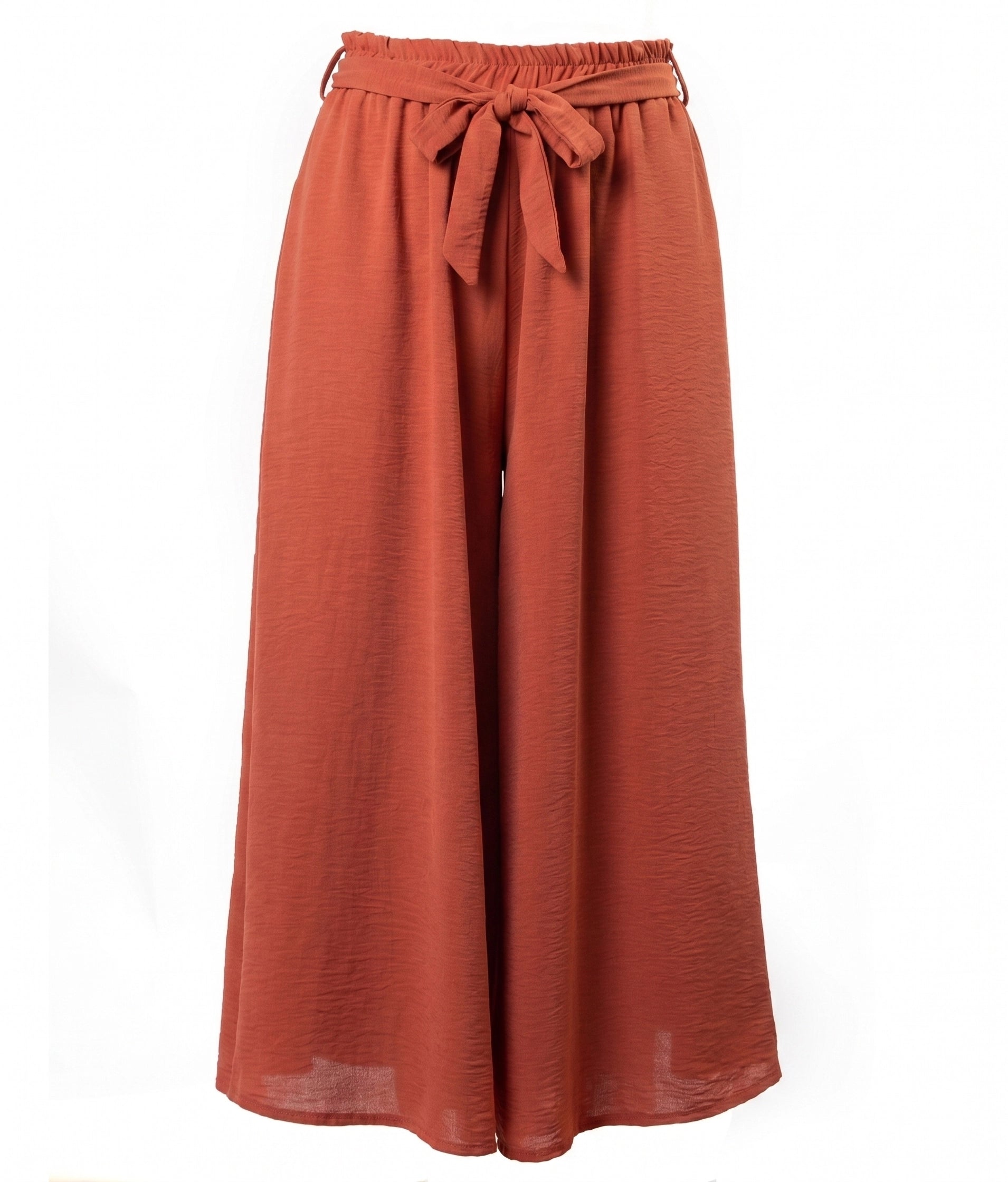 Pantalón Falda Ancho Terracota con Lazo