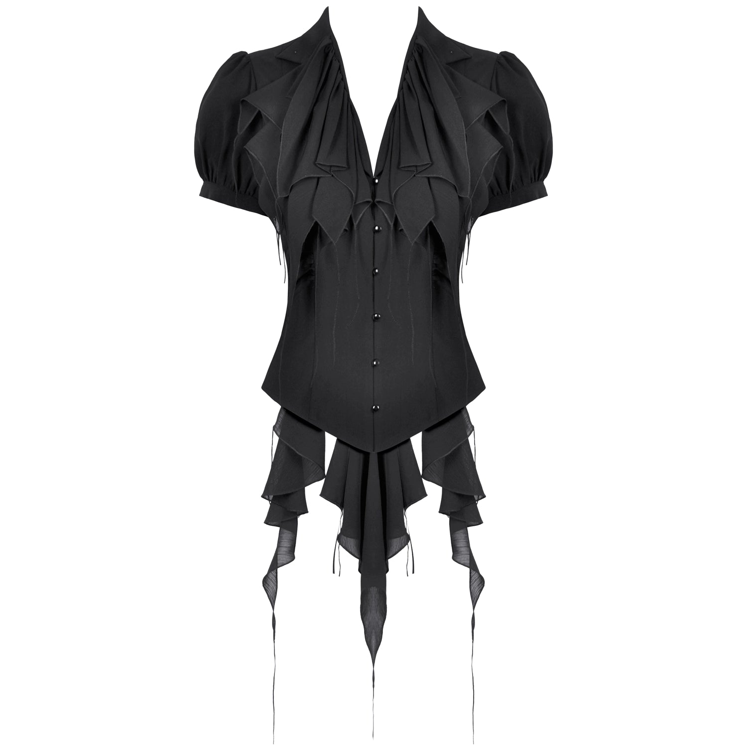 Blusa Gótica Negra Volantes | Mangas Abullonadas
