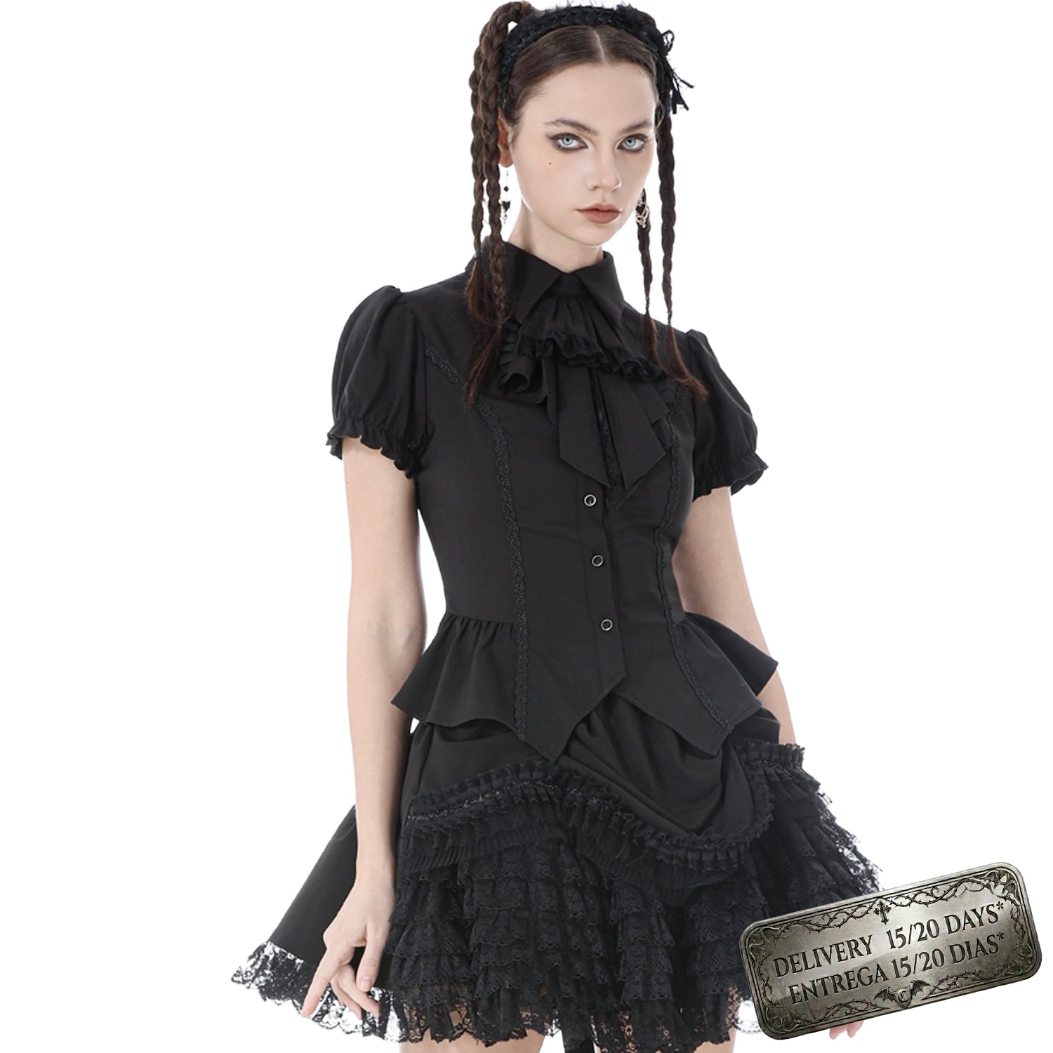 Camisa de Manga Corta con Chorreras